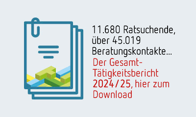 11680 Ratsuchende, über 45019 Beratungskontakte. Gesamt-Tätigkeitsbericht 2024/25 als PDF zum Download (ca. 320 kB)